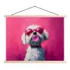 Pink - Hond - Bubbel textielposter latten blank klein -3d