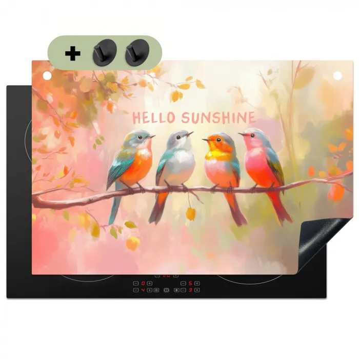 Vogels - Tak - Quote - Roze Inductie beschemer met haakjes klein -3d