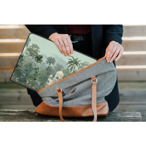 Tropische tuin - Koepelgebouw - Bloemen laptophoes neopreen klein -tas
