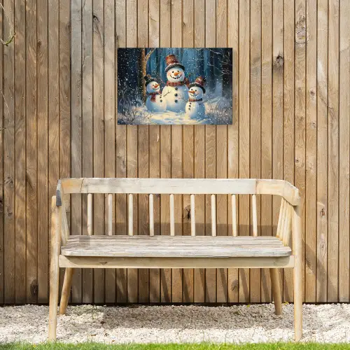 Sneeuwpop - Sneeuw - Winter - Bos Tuinposter op houten frame 2 cm dik klein -sfeer4