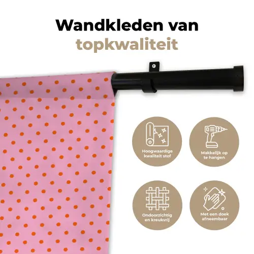 Yes fun - Groen - Roze - Stippen Wandkleed katoen klein -sfeer2