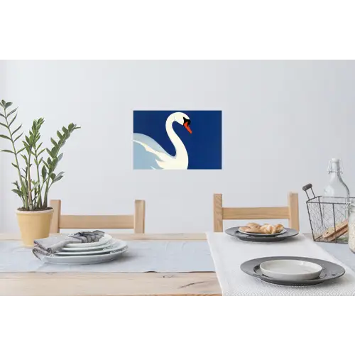 Zwaan - Wit - Snavel - Illustratie Muursticker klein -eettafel