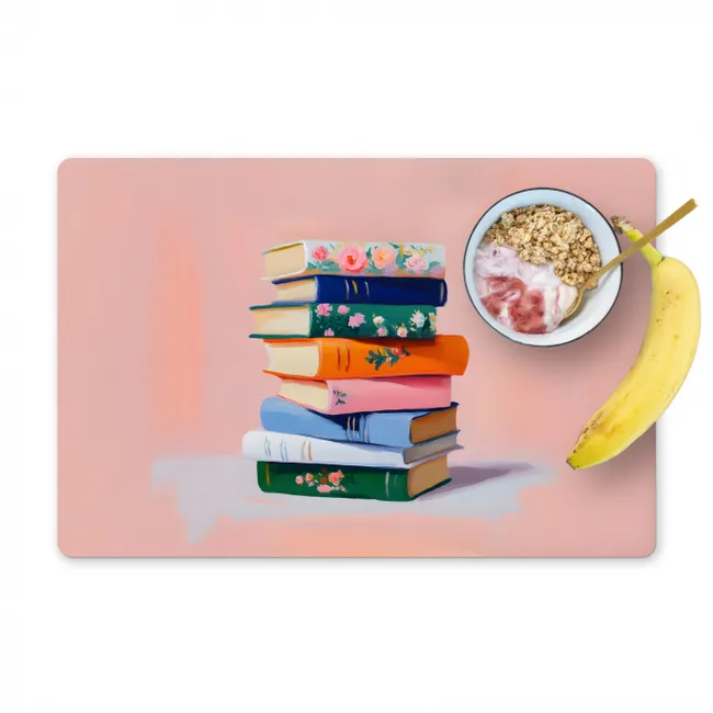 Boeken - Stapel - Kleurrijk Placemat vinyl groot -zzzproduct_Kitchenyeah-website