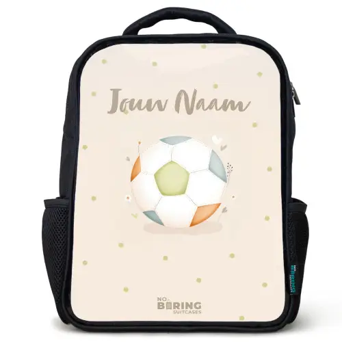 Voetbal in beige pastel kleuren Rugzak - Zwart middel -3d
