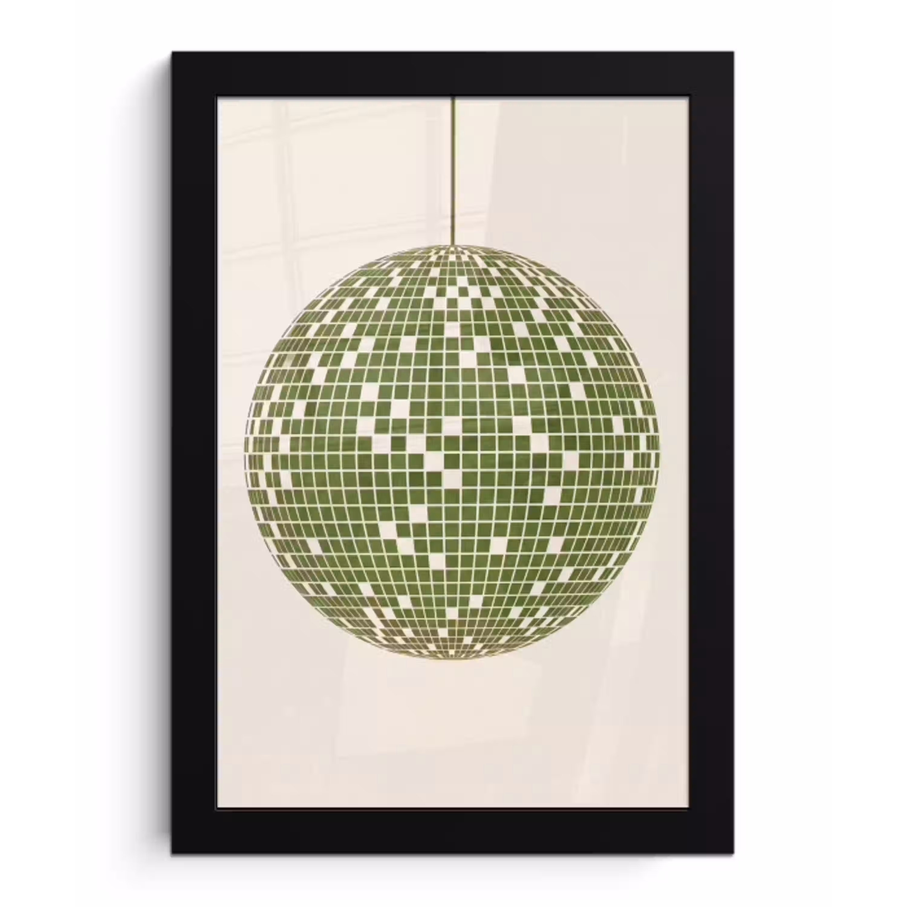 Disco - Bal - Groen - Abstract - Modern fotolijst zwart zonder passe partout klein -3d