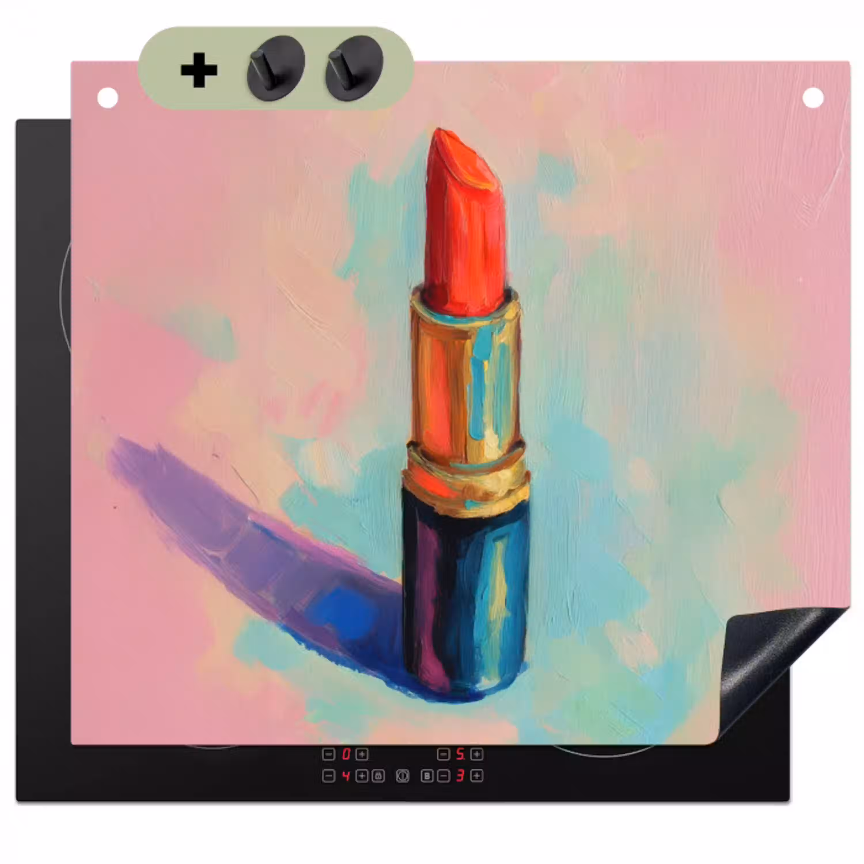 Lippenstift - Rood - Penseelstreken Inductie beschemer met haakjes klein -3d