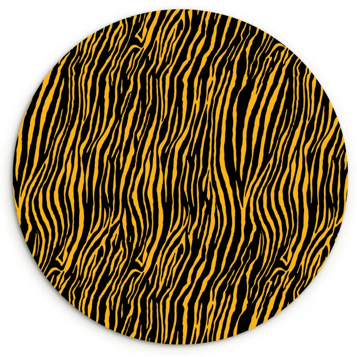 Oranje - Tijger - Zwart - Patroon Wandcirkel plexiglas klein 852 -3d