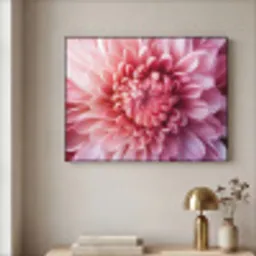 Dahlia - Bloem - Close up - Roze Textielframe zwart klein -sfeer2