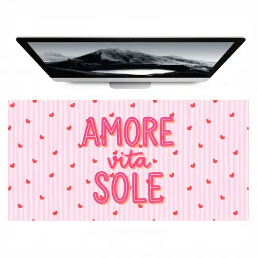 Amore vita sole - Roze - Hartjes Muismat XXL klein -zzz3d