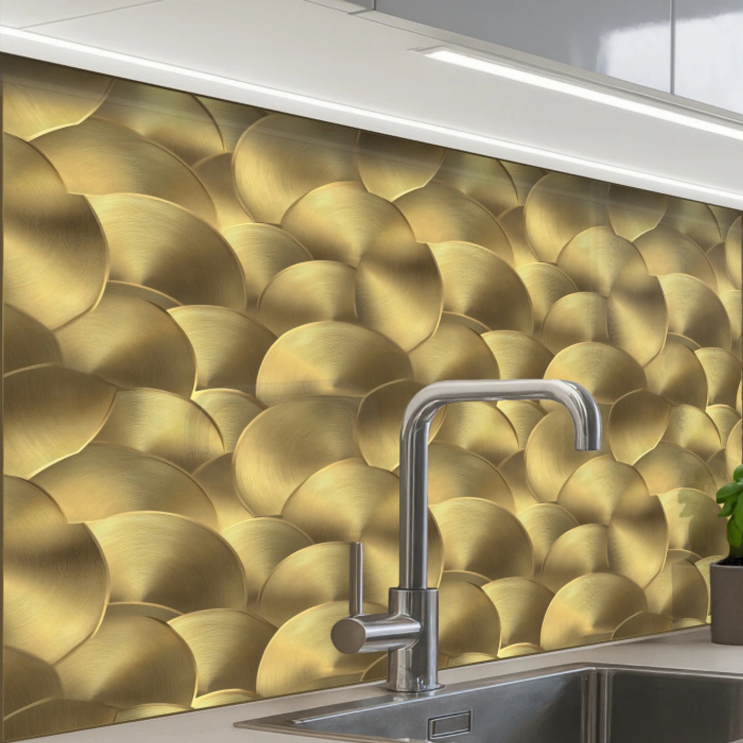 Modern - Cirkel - Goud keuken achterwand 2 middel 865 -zzzz3d_schuin