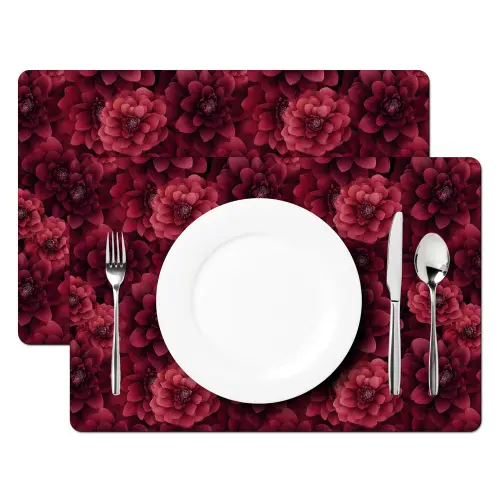 Dahlias - Bloemen - Rood Placemat vinyl groot 368 -zzsfeer2_Kitchenyeah-website