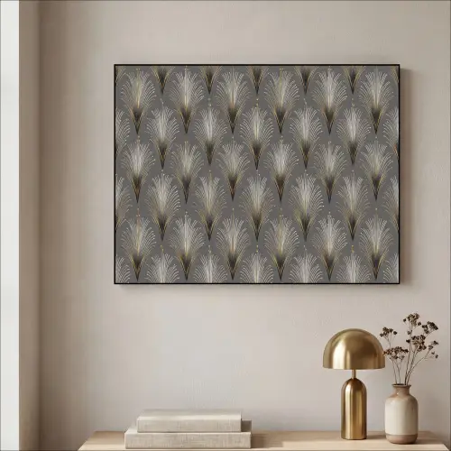Waaierstralen - Goud - Antraciet Textielframe - compleet frame klein 947 -sfeer2