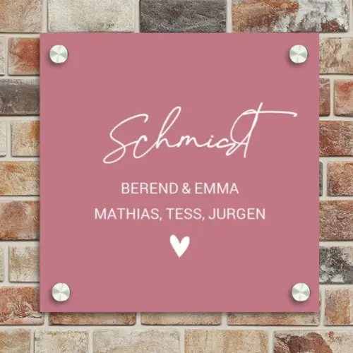 Oudroze - Sierlijk Naambord Vierkant klein -sfeer2