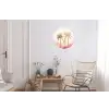 Palmbomen - Heuvels - Minimalistisch - Zachtroze Wandcirkel aluminium klein -woonkamer