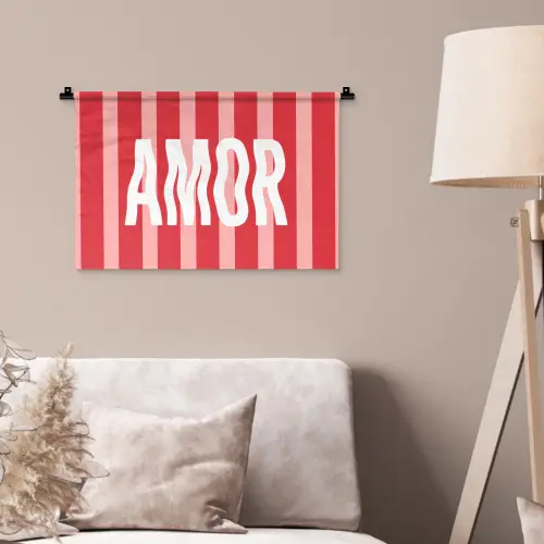 Amor - Strepen - Rood - Roze Wandkleed katoen klein -sfeer4
