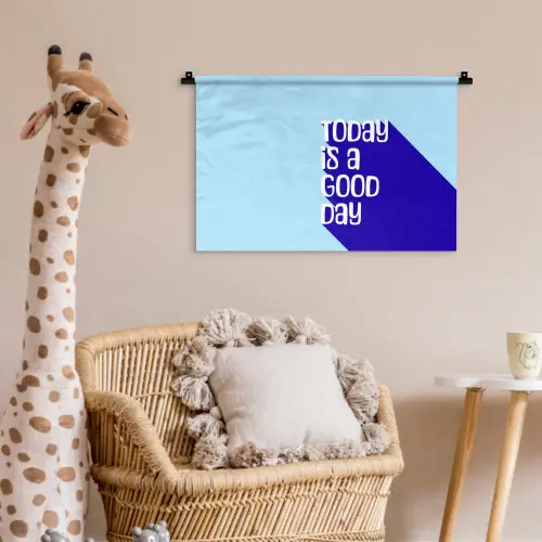 Today is a good day - Blauw - Schaduw Wandkleed katoen klein -wsfeer5_kind