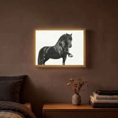 Fries - Hengst - Modern Light Box met batterij (Wandlamp) middel -sfeer4