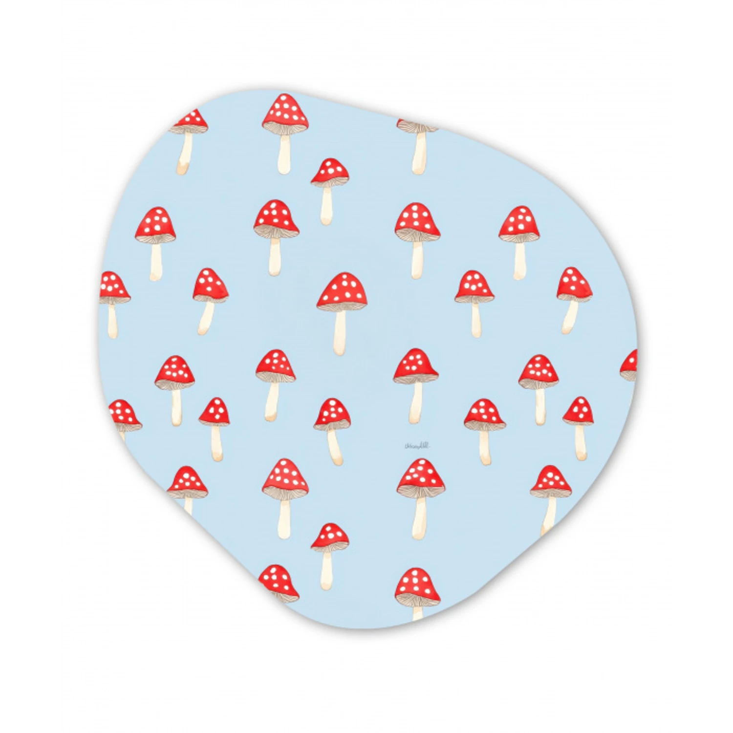 Paddenstoel -Sprookje - Blauw Wandcirkel Organisch Forex 3mm klein 629 -3d