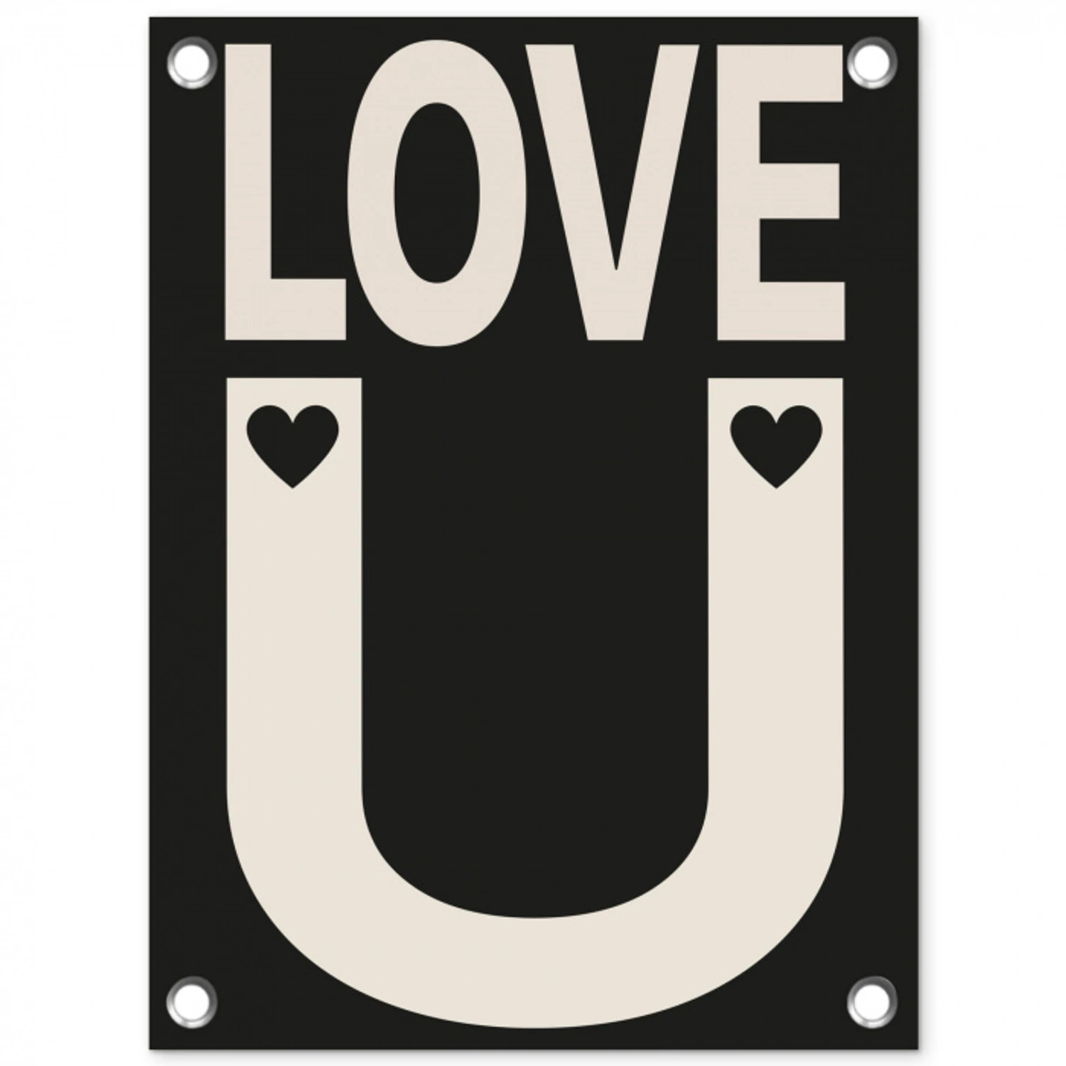 Love - Zwart - Minimalistisch tuinposter los doek klein -3d