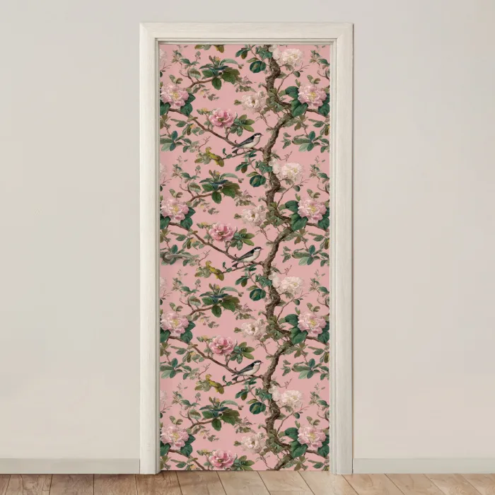 Pioenrozen - Botanisch - Vogel deurposter klein 289 -3d_beige