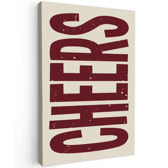 Red - Cheers - Decoratie - Beige Tuinposter op houten frame 2 cm dik klein -3d