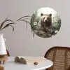 Bruine beer - Wilde dieren - Bloemen - Planten Wandcirkel behangsticker klein -sfeer3