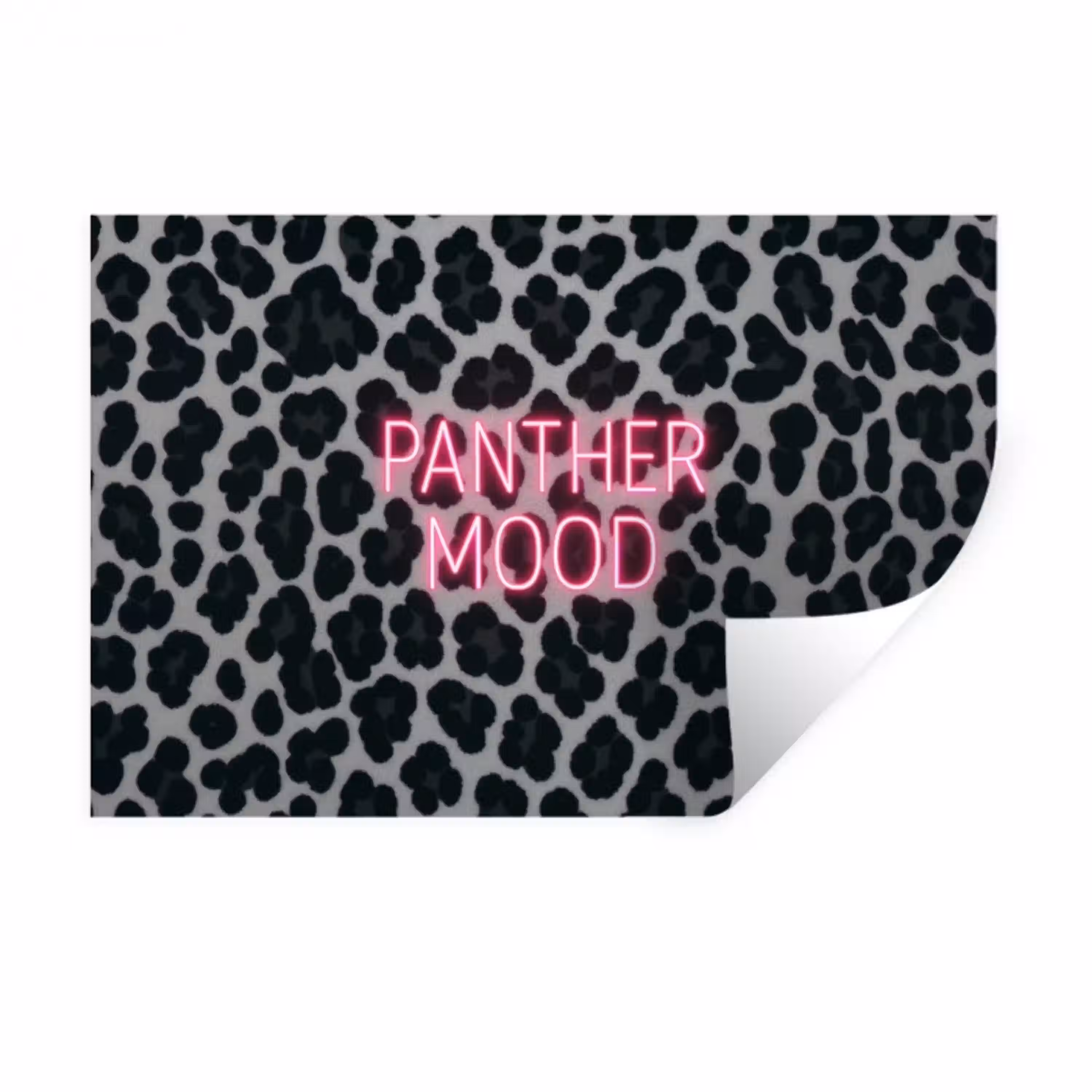 Panterprint - Zwart - Neonletters - Roze Muursticker klein -3d