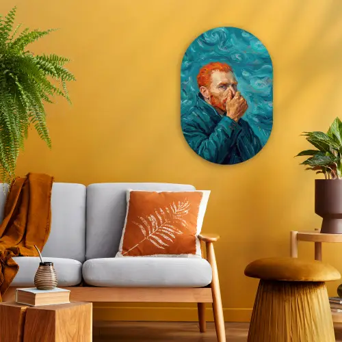 Portret - Klassiek - Blauw Wandcirkel Ovaal Forex klein -sfeer4