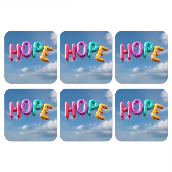 Ballonen - Lucht - Hope onderzetter kurk middel -3d