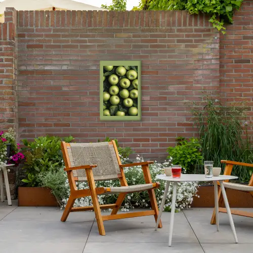 Appels - Groen - bladeren Tuinposter op houten frame 2 cm dik klein -sfeer3