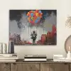 Jongen - Ballonnen - Gebouwen - Kunst PET vilt klein -sfeer1