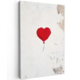 Ballon - Rood - Hart Tuinposter op houten frame 2 cm dik klein -3d