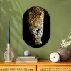 Luipaard - Dieren - Portret - Wilde dieren - Zwart Wandcirkel Ovaal Forex klein -sfeer2