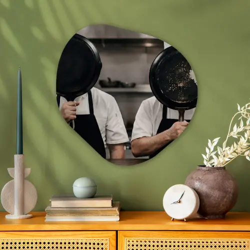 Koks - Koekenpannen - Keuken Wandcirkel Organisch Aluminium middel -sfeer2