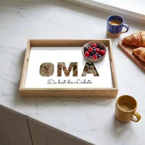 Oma - Buchstaben-Collage Dienblad Rechthoek middel -sfeer2