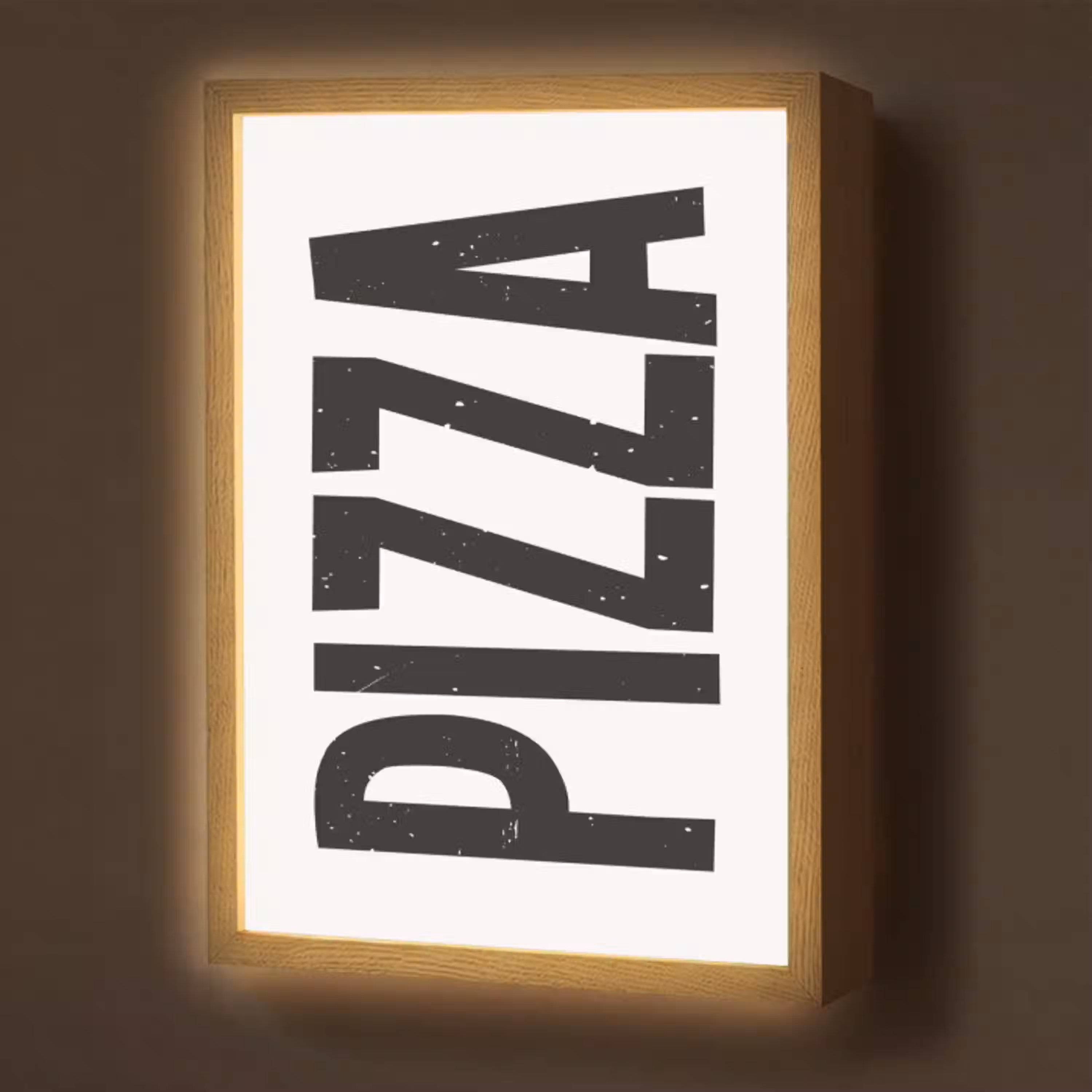Pizza - Japandi - Decoratie - Vintage Light Box met batterij (Wandlamp) middel -z3d_website