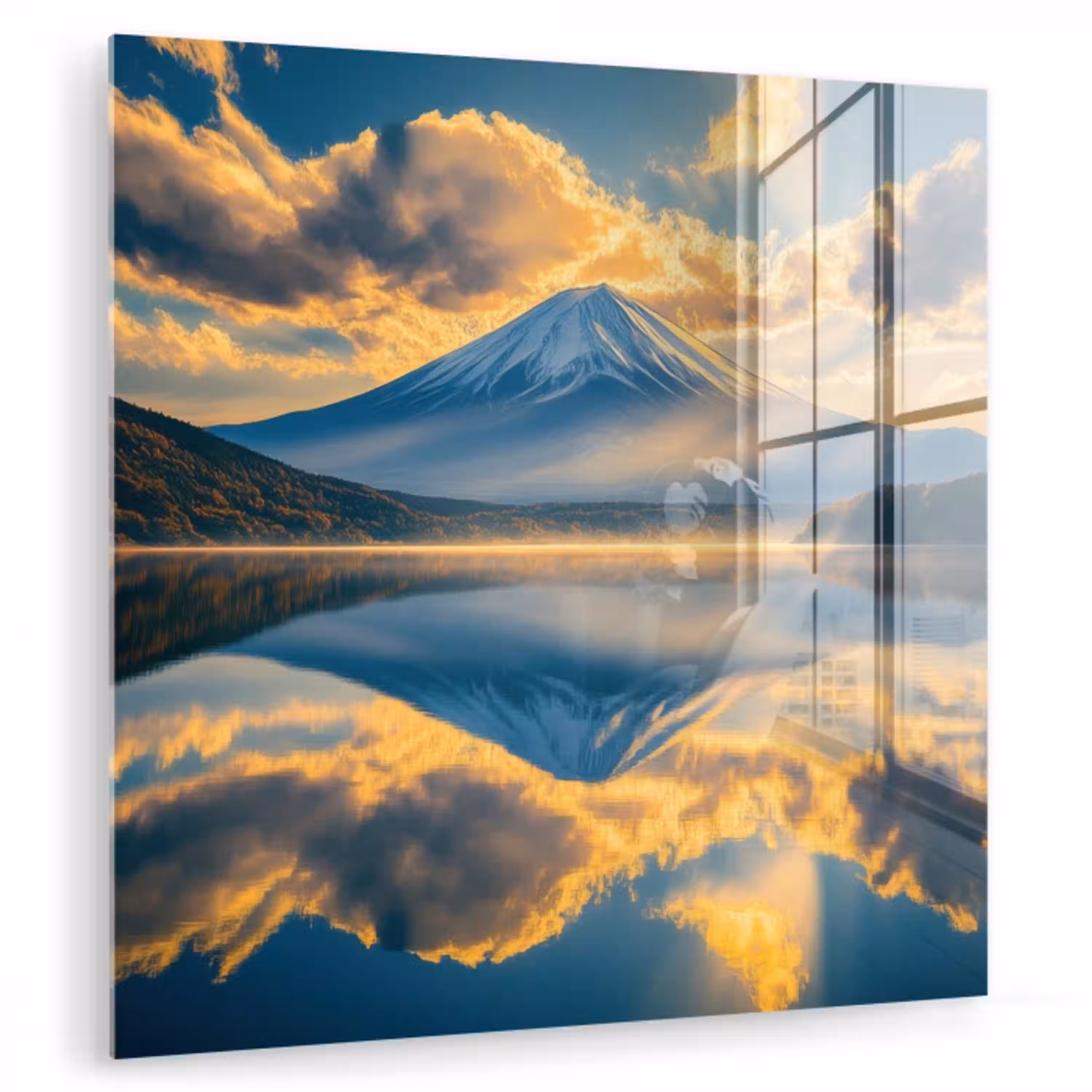 Berg - Rivier - Zonsondergang plexiglas 5mm klein -zzzproduct_nieuw