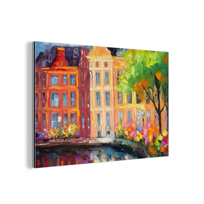 Olieverf - Amsterdam - Kunst - Kleurrijk aluminium wit klein -3d