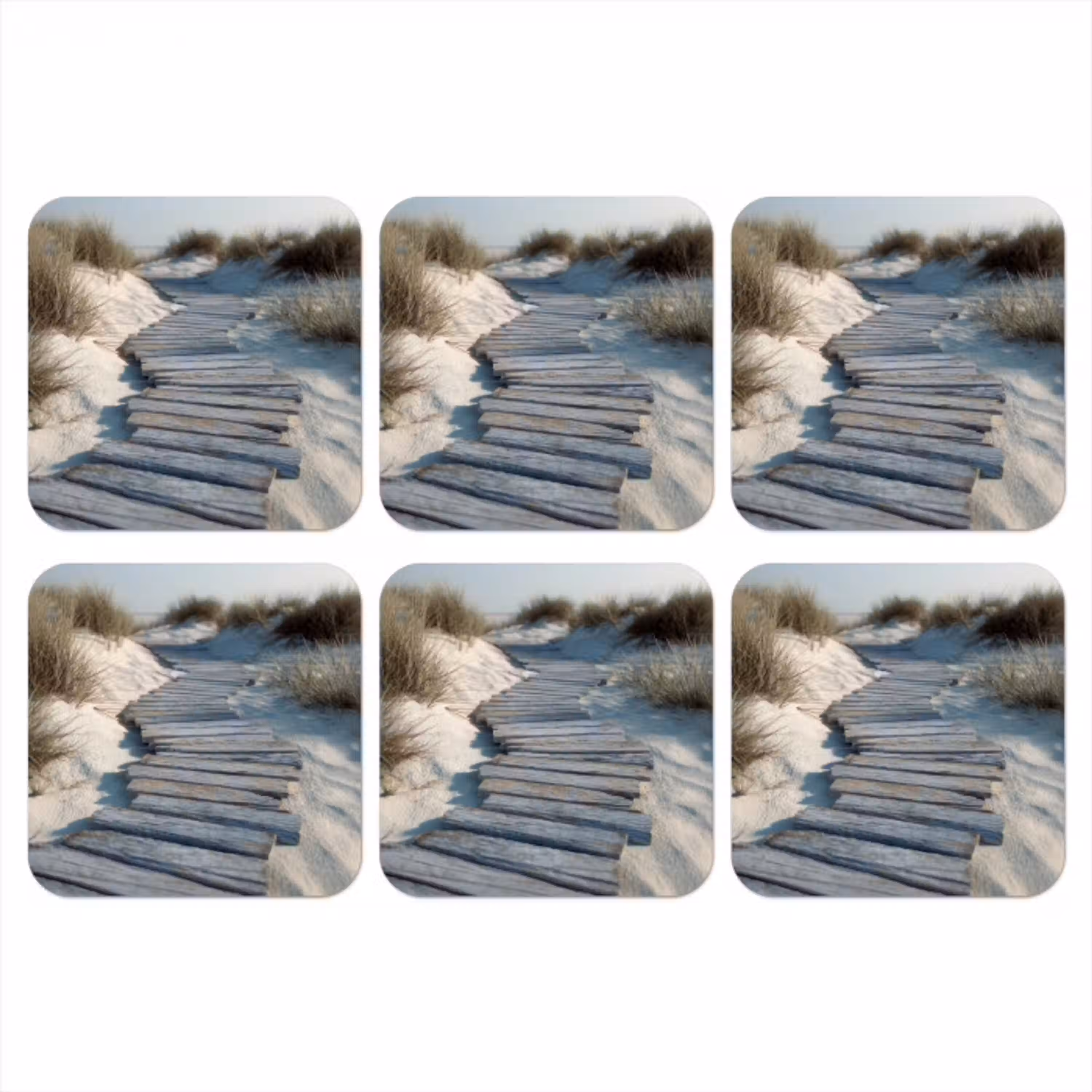 Pad - Planken - Duinen - Gras onderzetter kurk middel -3d
