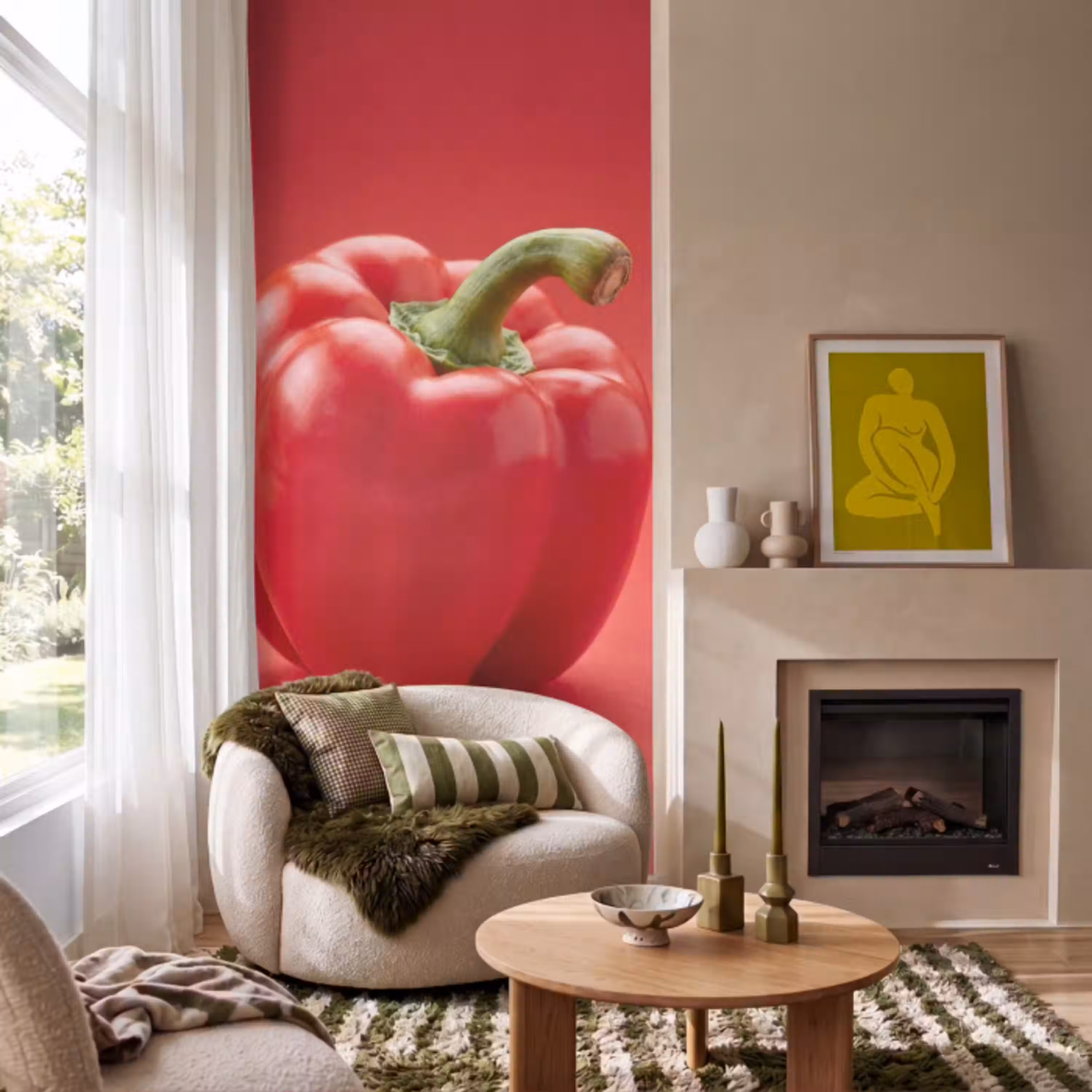 Eten - Paprika - Rood Behang Vlies klein -sfeer2