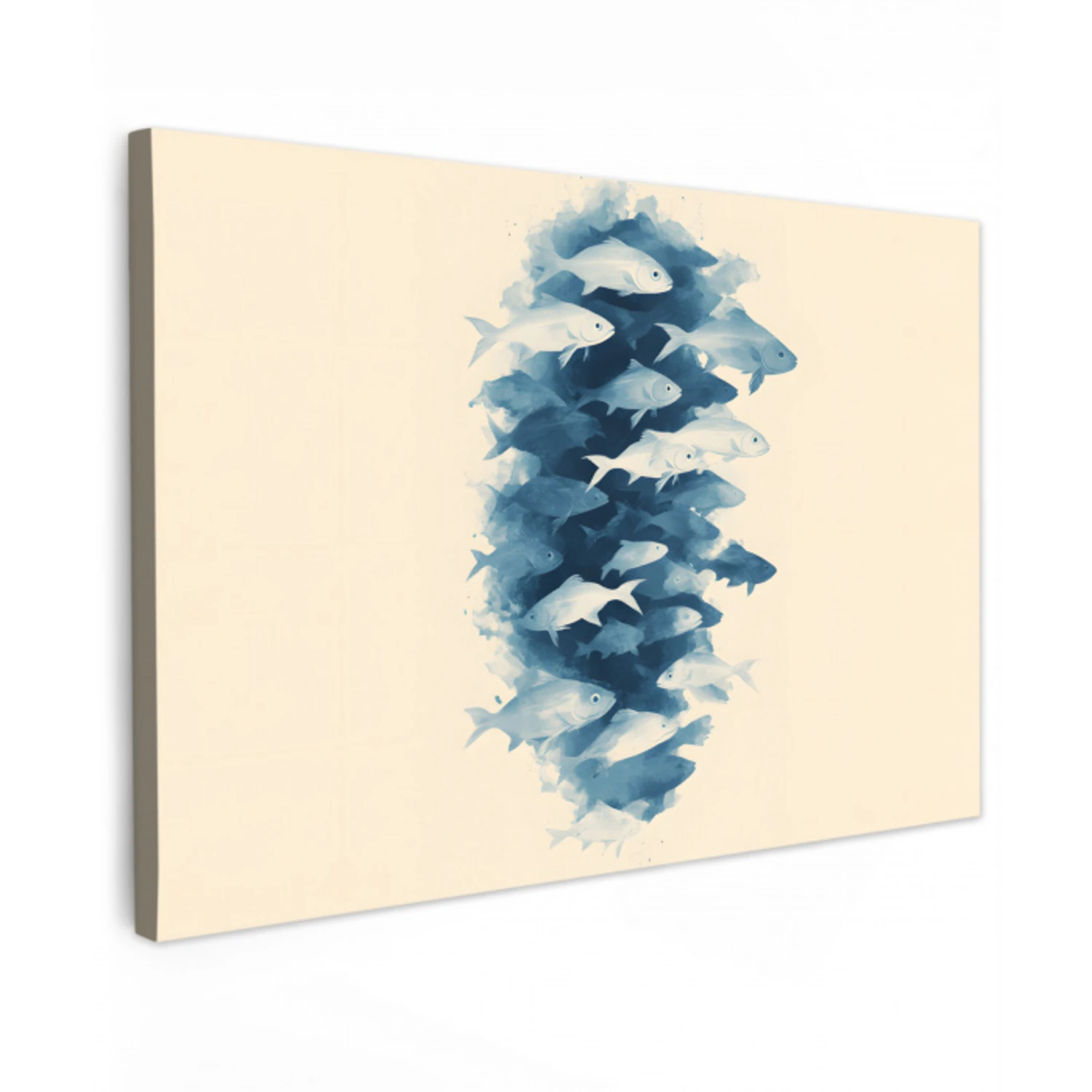 Vissen - Minimalistisch - Blauw canvas 2cm klein -z3d