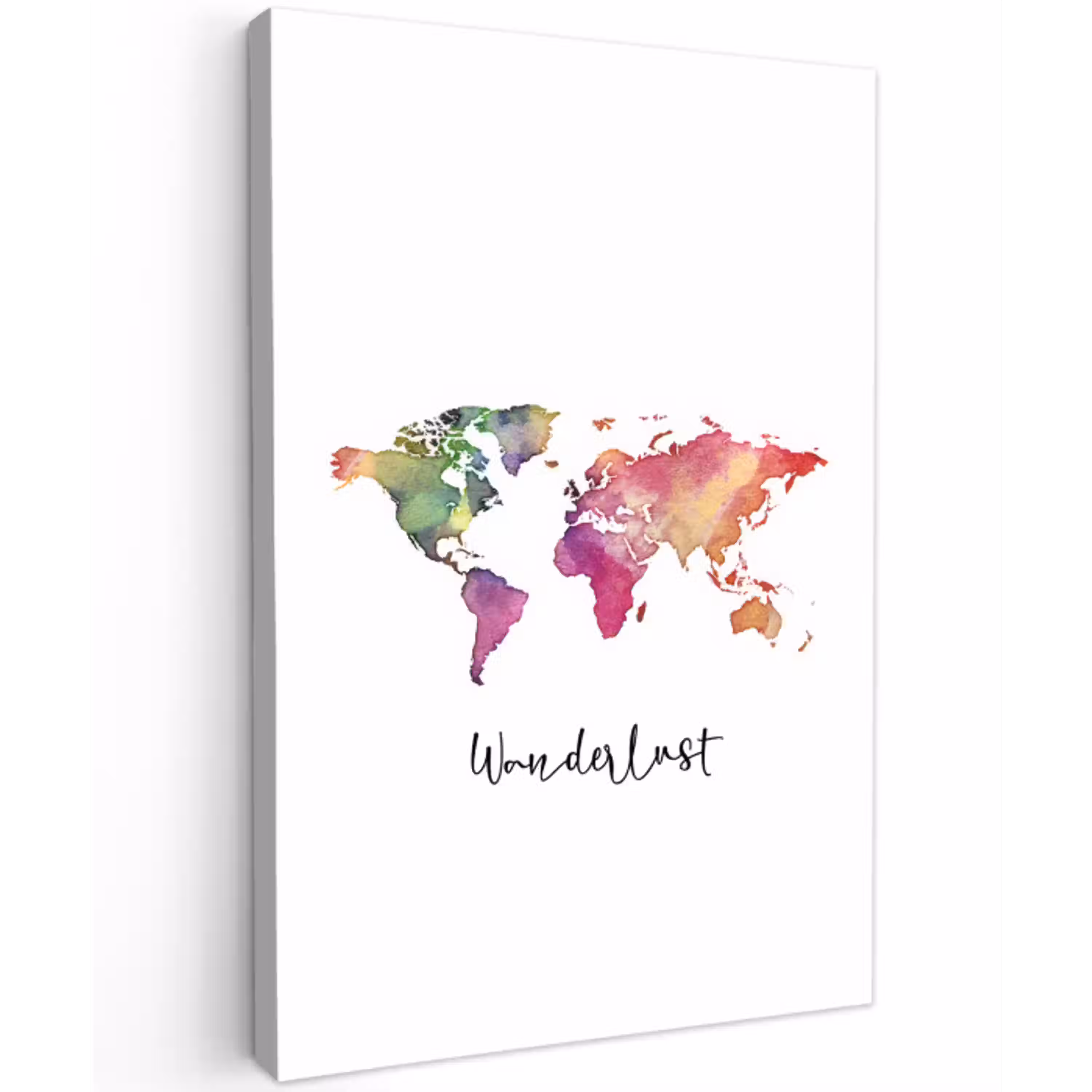Wereldkaart - Wanderlust - Paars Tuinposter op houten frame 2 cm dik middel -3d