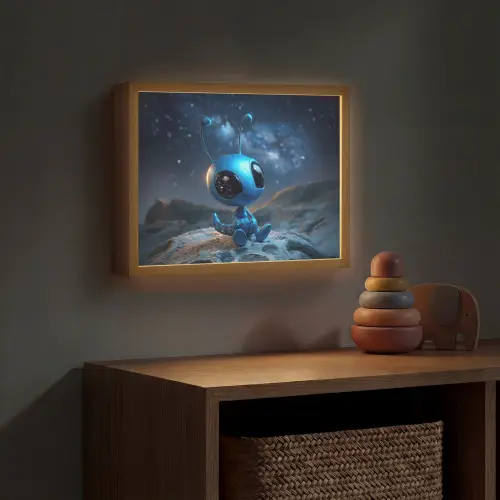 Ruimtewezen - Blauw - Galaxy Light Box met batterij (Wandlamp kind) middel -sfeer5_kind