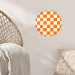 Schaak - Patroon - Oranje Wandcirkel behangsticker klein 186 -sfeer4