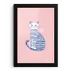 Kat - Illustratie - Minimalistisch - Roze fotolijst zwart zonder passe partout klein -3d