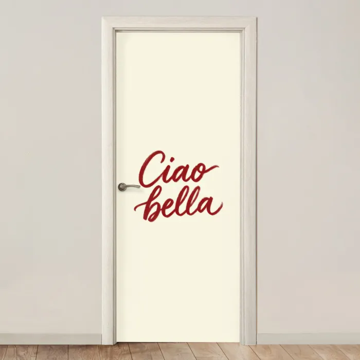Ciao bella - Rood - Wit - Minimalistisch deurposter klein -3d_beige