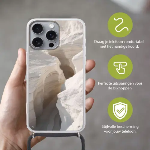 Kloof - Wit - Sneeuw Hoesje iPhone 16 Pro Max met koord klein -sfeer2_NL