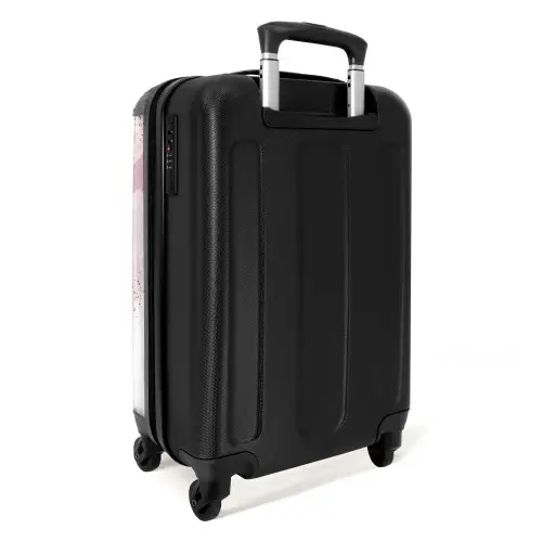 Marmer - Glinsterende Roze Marmerstrepen NBS - Handbagage koffer - Kinderen Unisex middel -achterkant