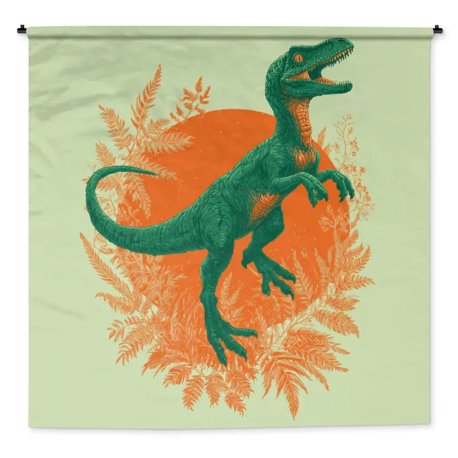 Wandkleed - Dinosaurus - Groen - Planten - Cirkel