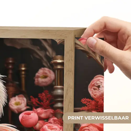Pelikaan - Dier - Bloemen - Natuur - Botanisch - Roze Light Box met batterij (Wandlamp) middel -USP_websiteprintNL
